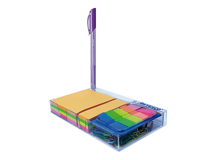 Dispensador de notas adhesivas + clips Artesco