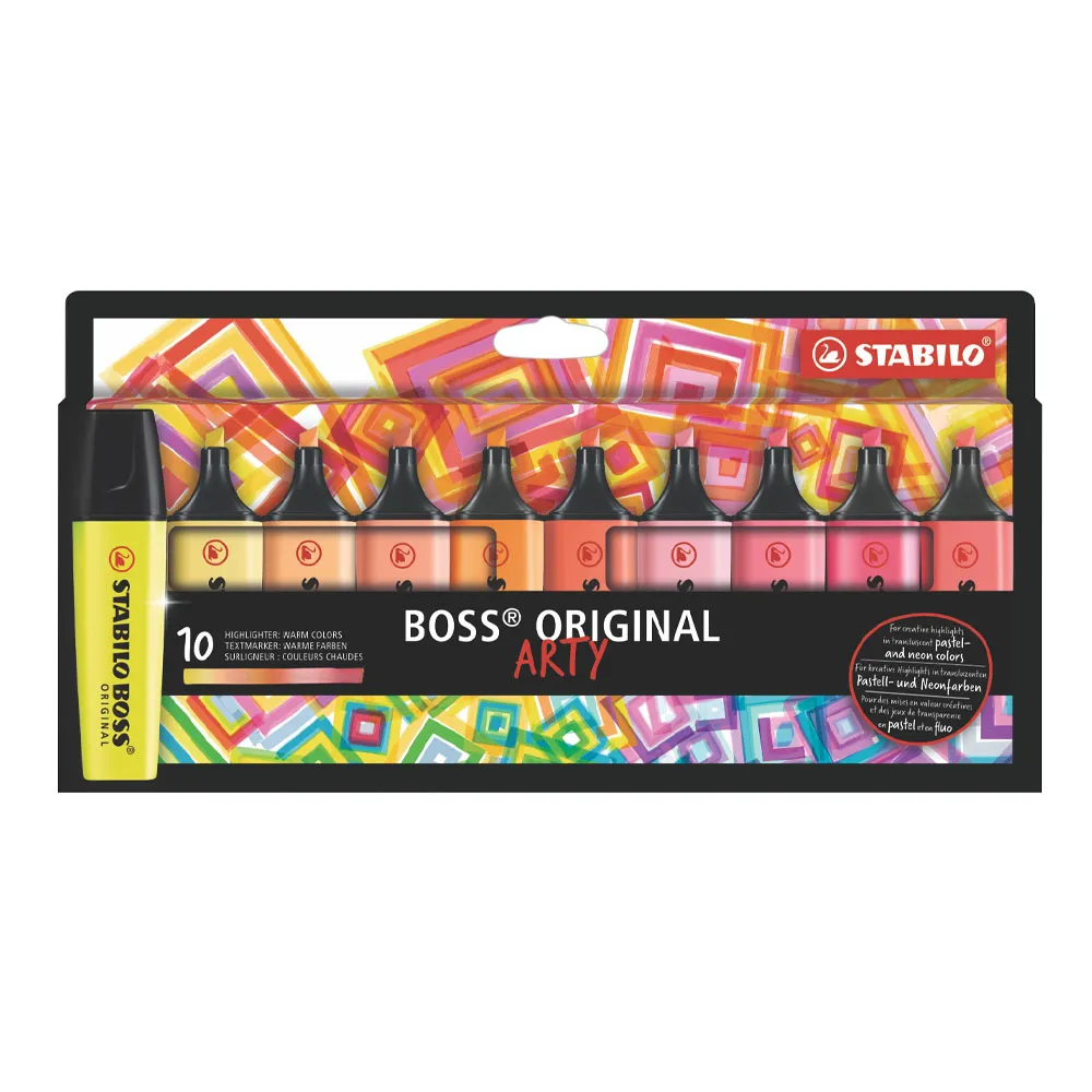 Resaltador Boss original Arty colores calidos x 10 und. Stabilo