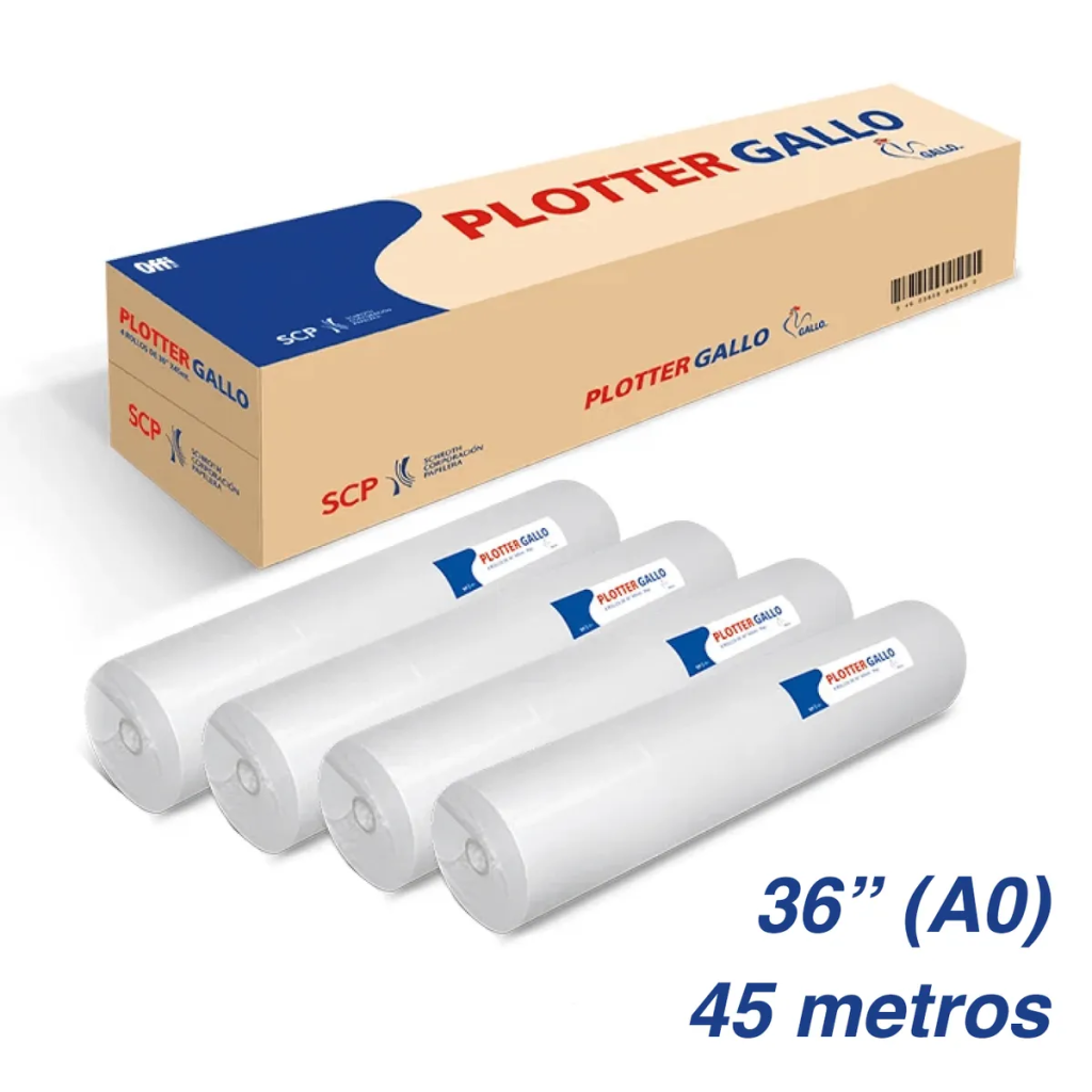 Papel plotter tamaño A0 x 45m Gallo