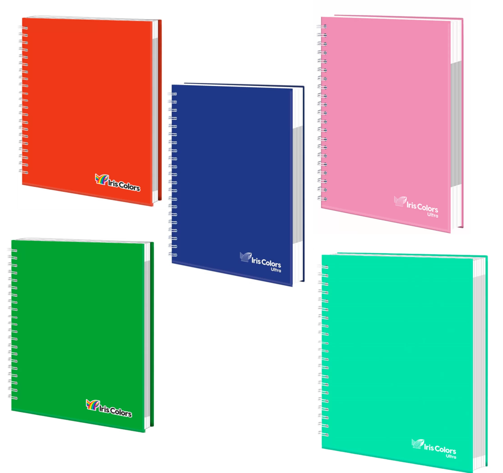 Cuaderno anillado tamaño A5 160 hojas tapa dura Iris Colors
